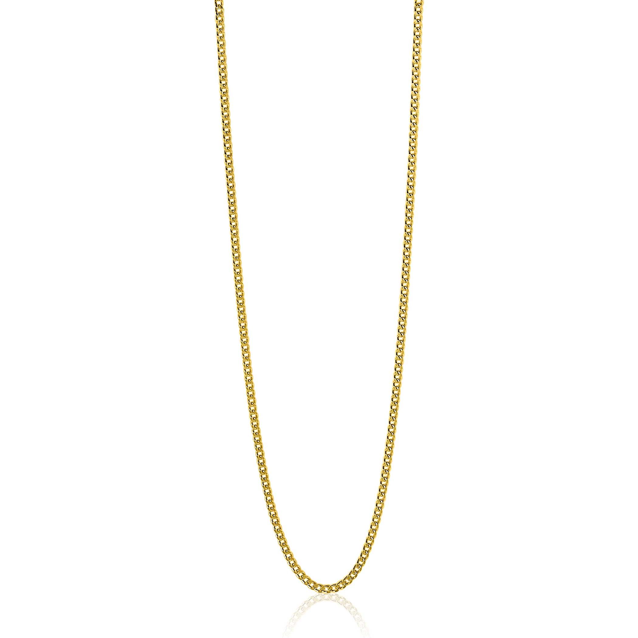 42cm ZINZI zilveren gourmet ketting gold plated. ZILC-G42G