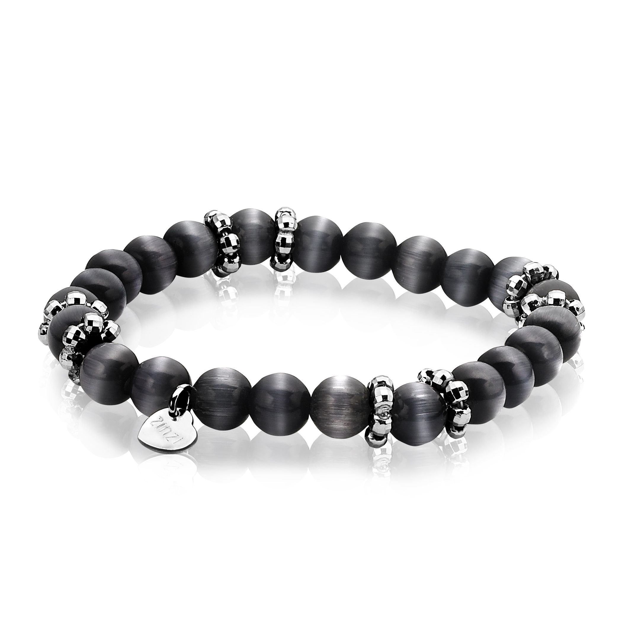 Zinzi zilveren armband zwarte cateyes 19cm  ZIA932Z 