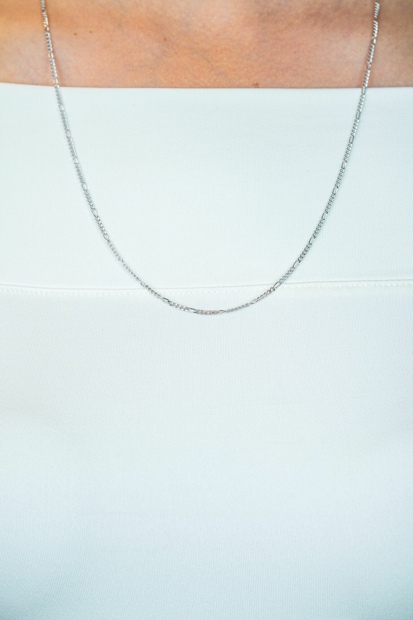 42cm ZINZI zilveren figaro ketting ZILC-F42