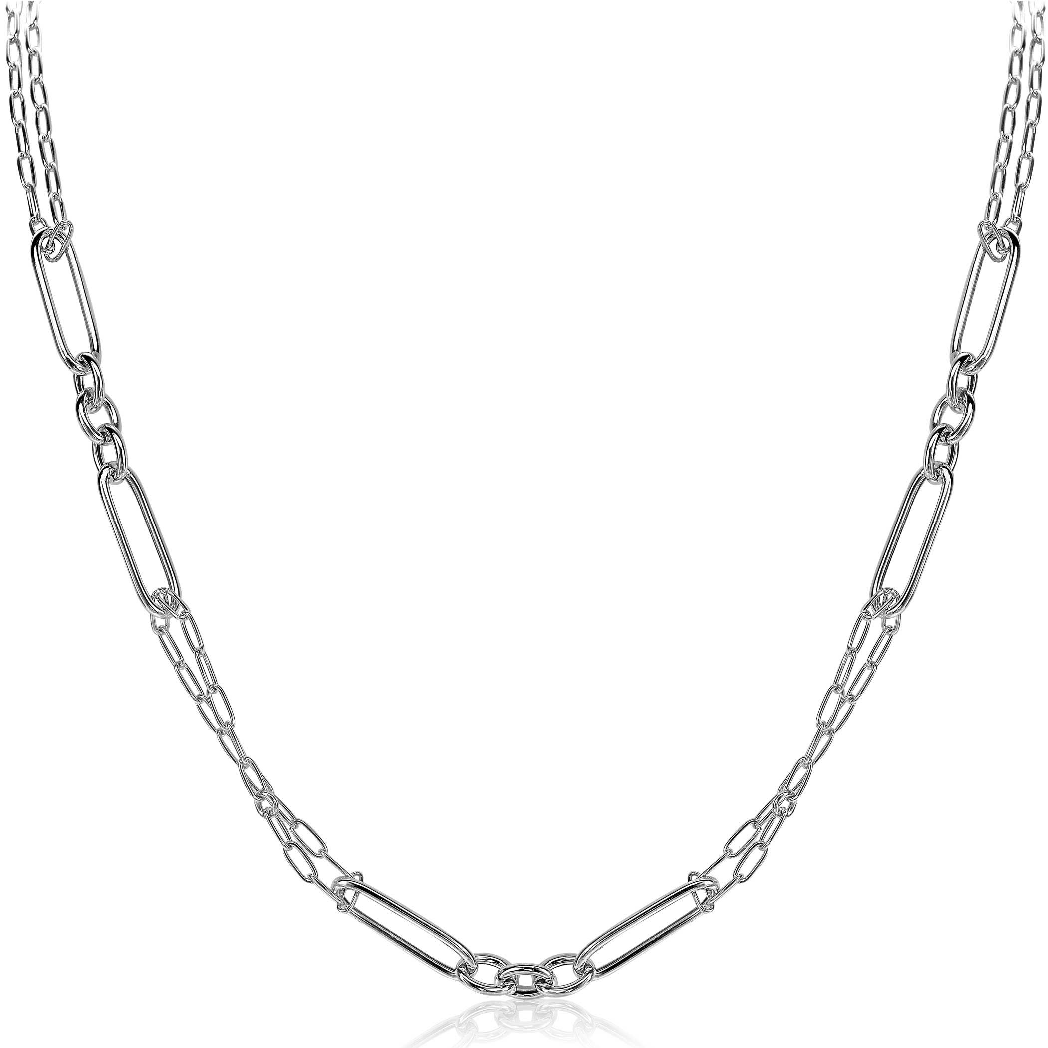 ZINZI zilveren ketting 45cm waarbij diverse trendy schakels zijn gecombineerd ZIC1991