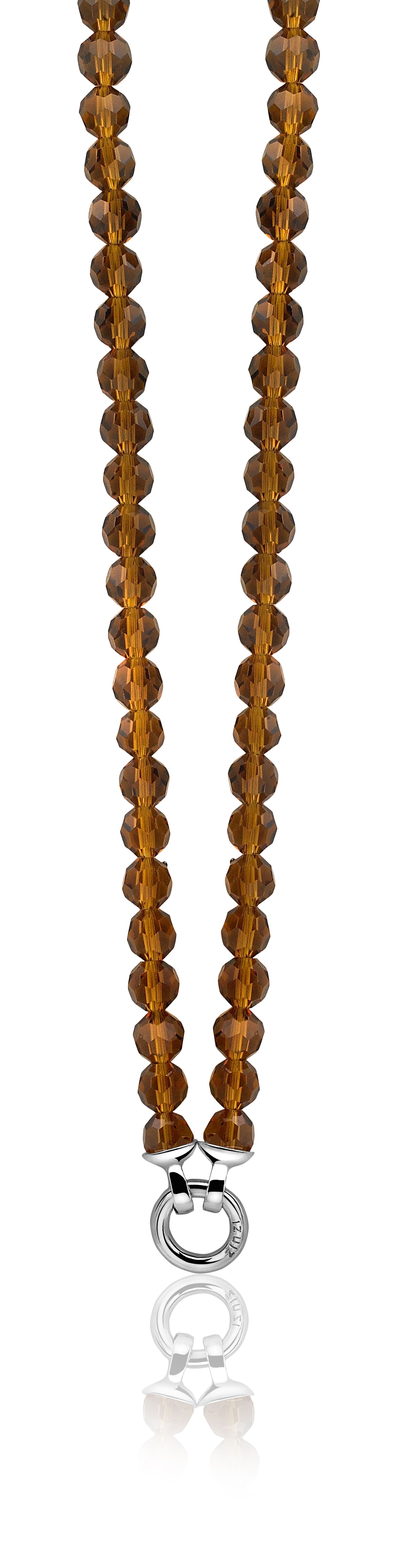 ZINZI collier beads bruin met slot 45cm