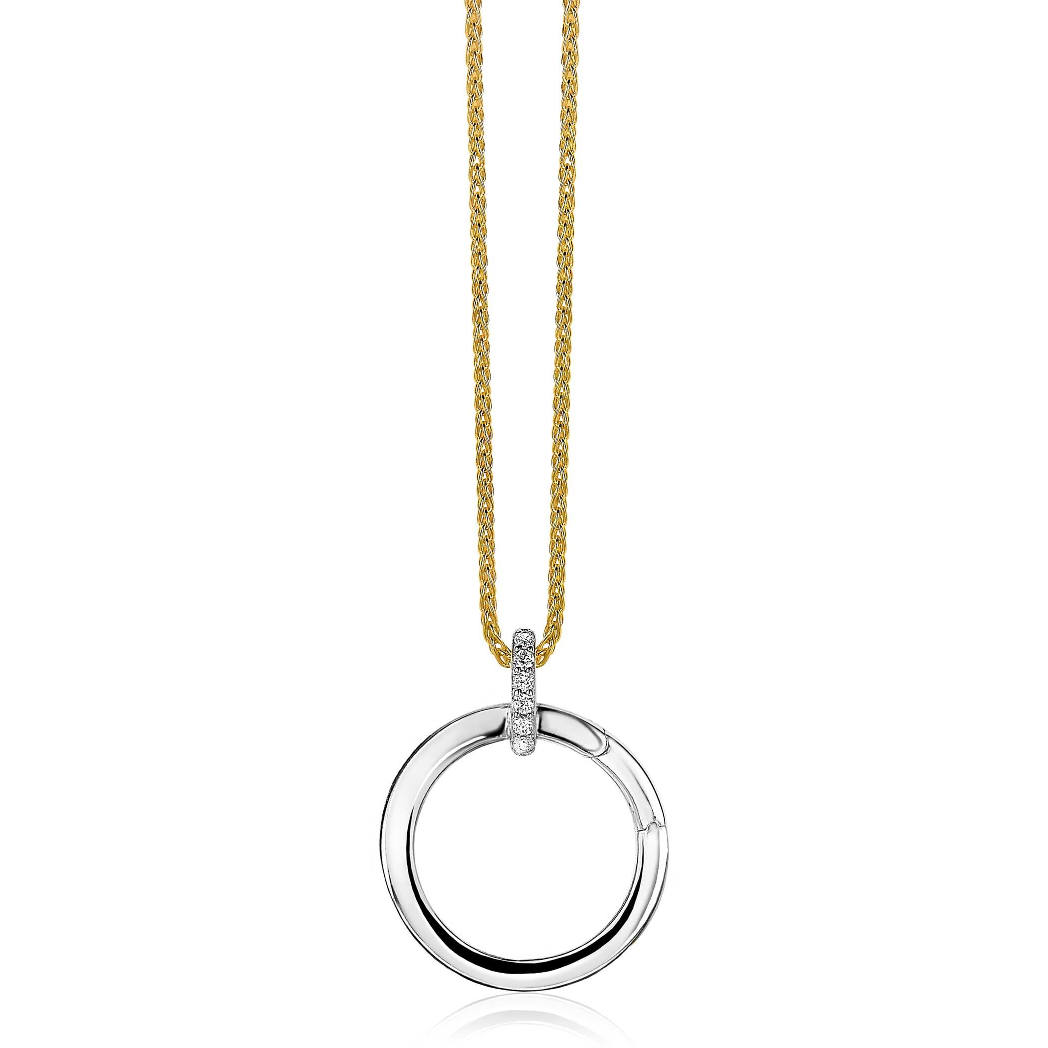 ZINZI zilveren ronde hanger 21mm met sluitring wit ZIH2061 (zonder collier)