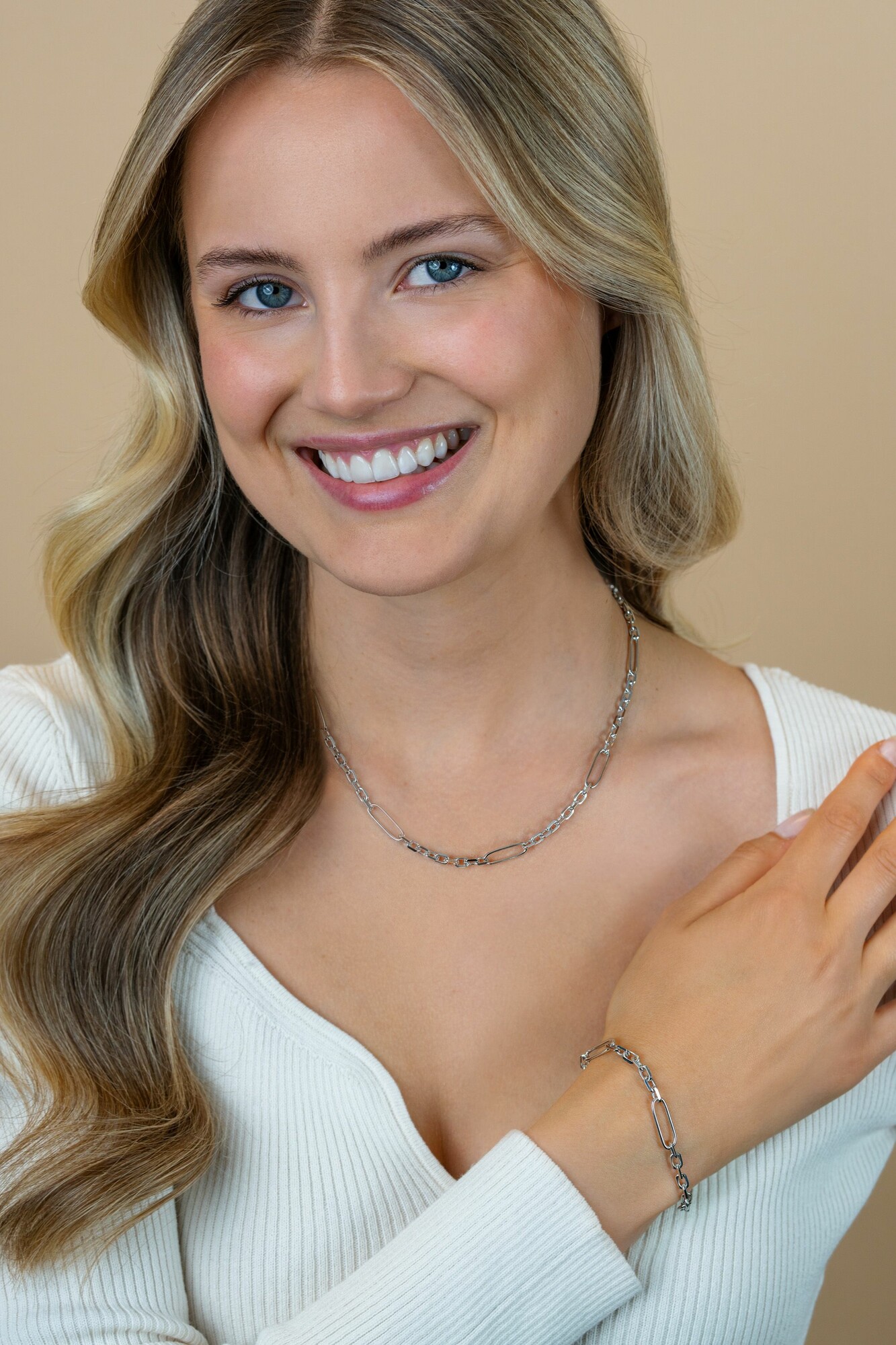 ZINZI zilveren schakelketting met vijf lange ovale schakels 5,5mm breed 43-47cm ZIC2711