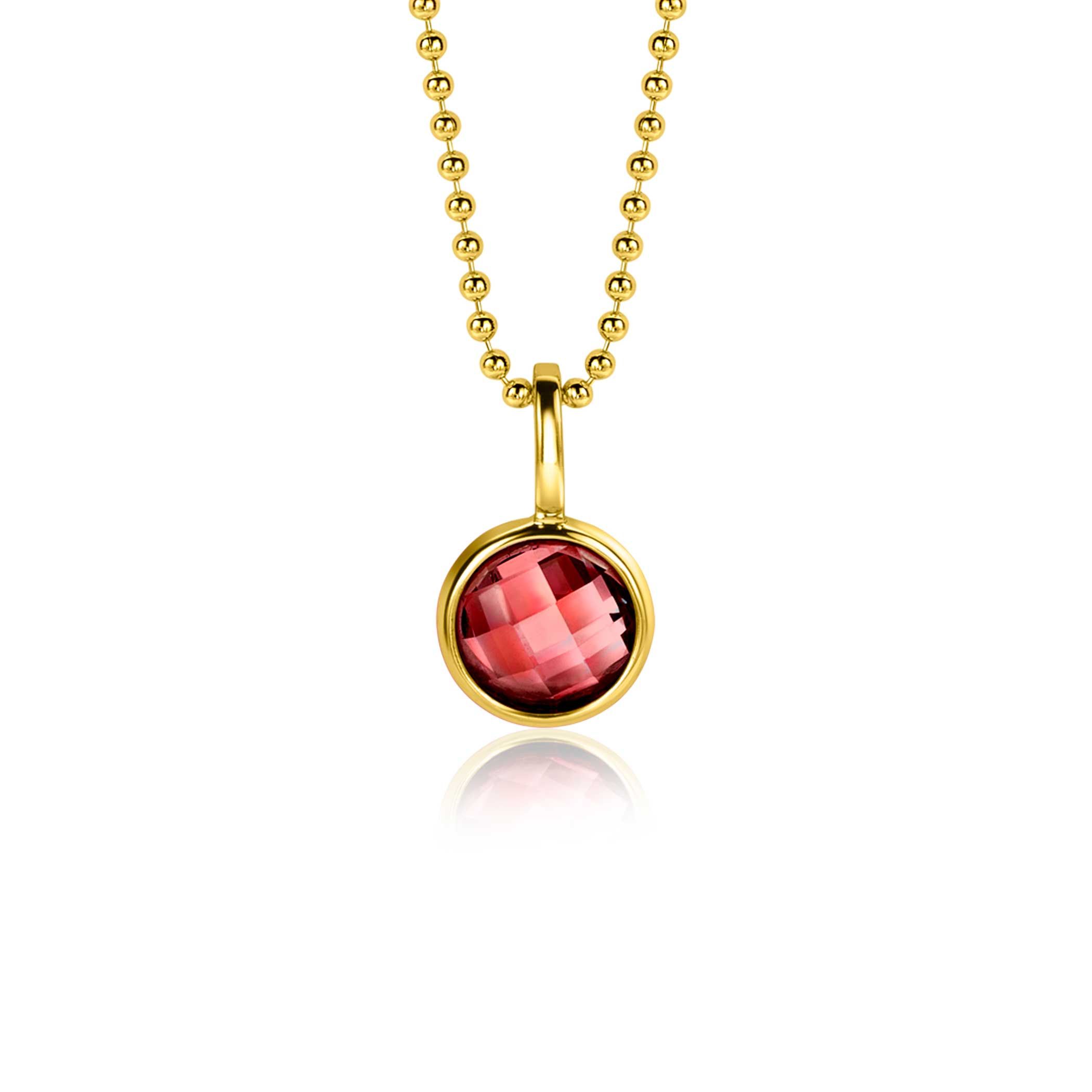 JANUARI hanger 8mm gold plated geboortesteen rood granaat zirconia (zonder collier)