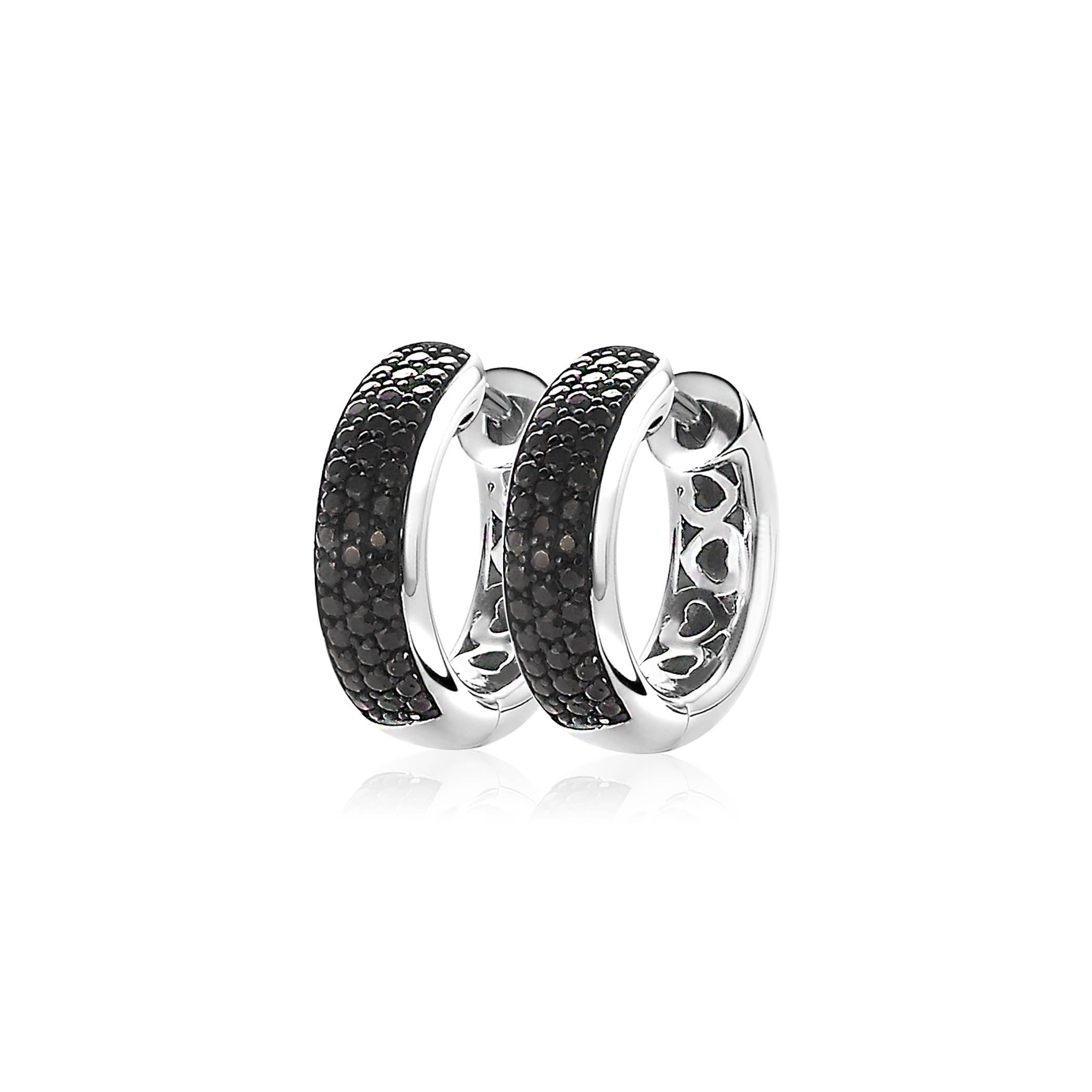 ZINZI zilveren oorringen 17 x 5mm zwarte zirconia's met luxe klapsluiting ZIO1183Z
