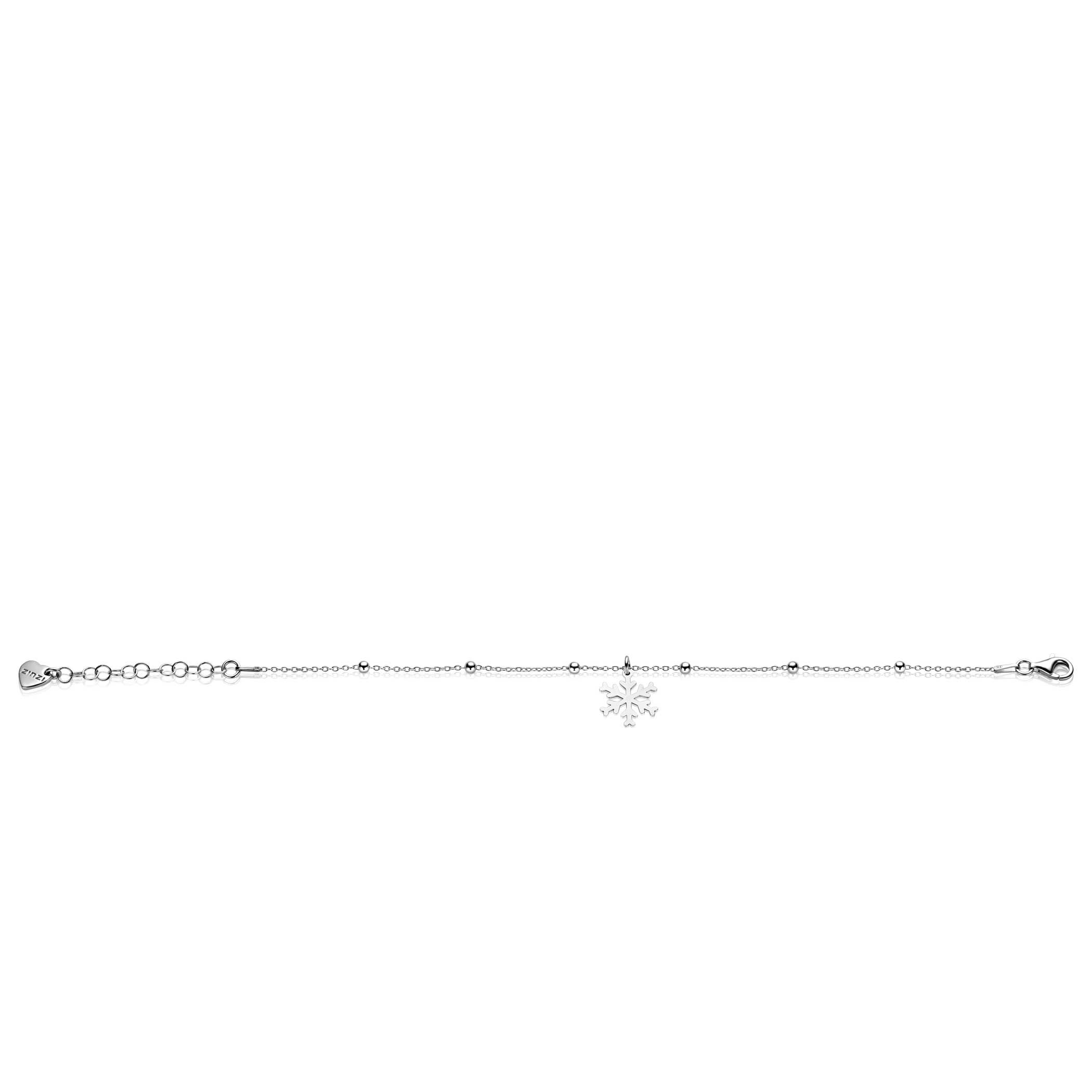 ZINZI zilveren bolletjes armband met sneeuwvlok hanger ZIA2777