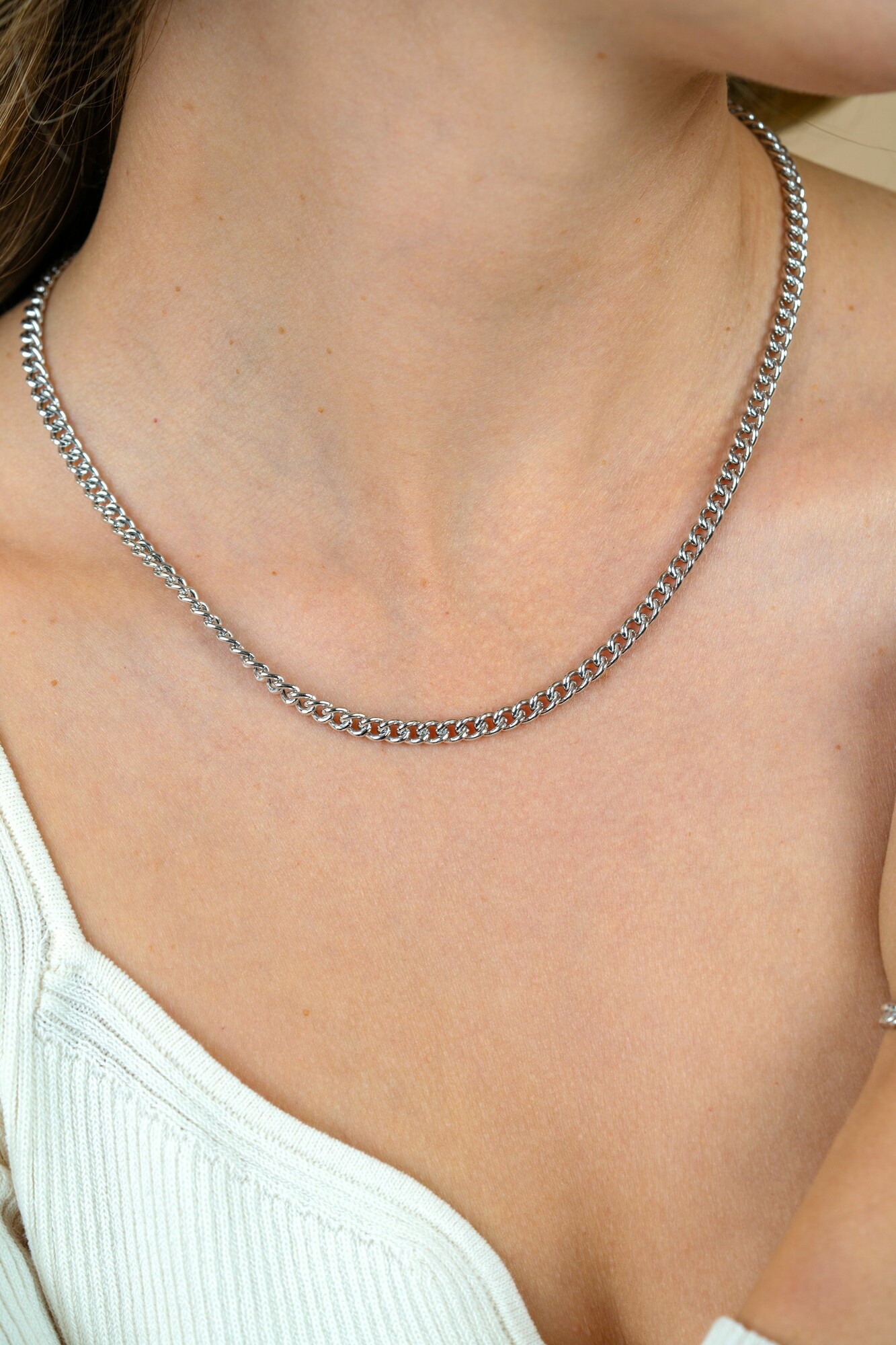 ZINZI zilveren gourmet collier 4,5mm breed 45cm ZIC1414