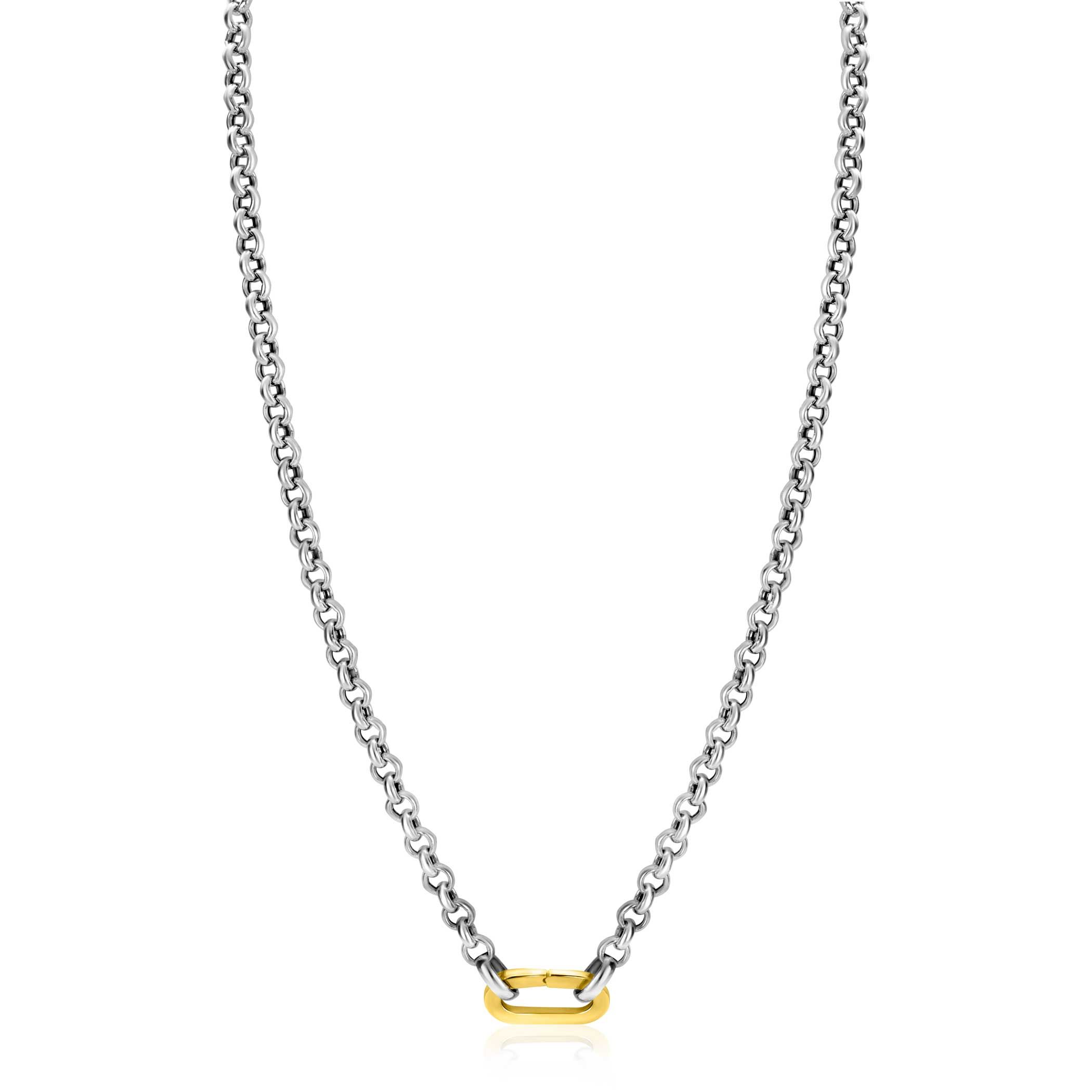 ZINZI zilveren jasseron ketting 42cm met ovale sluitring ZIC2377