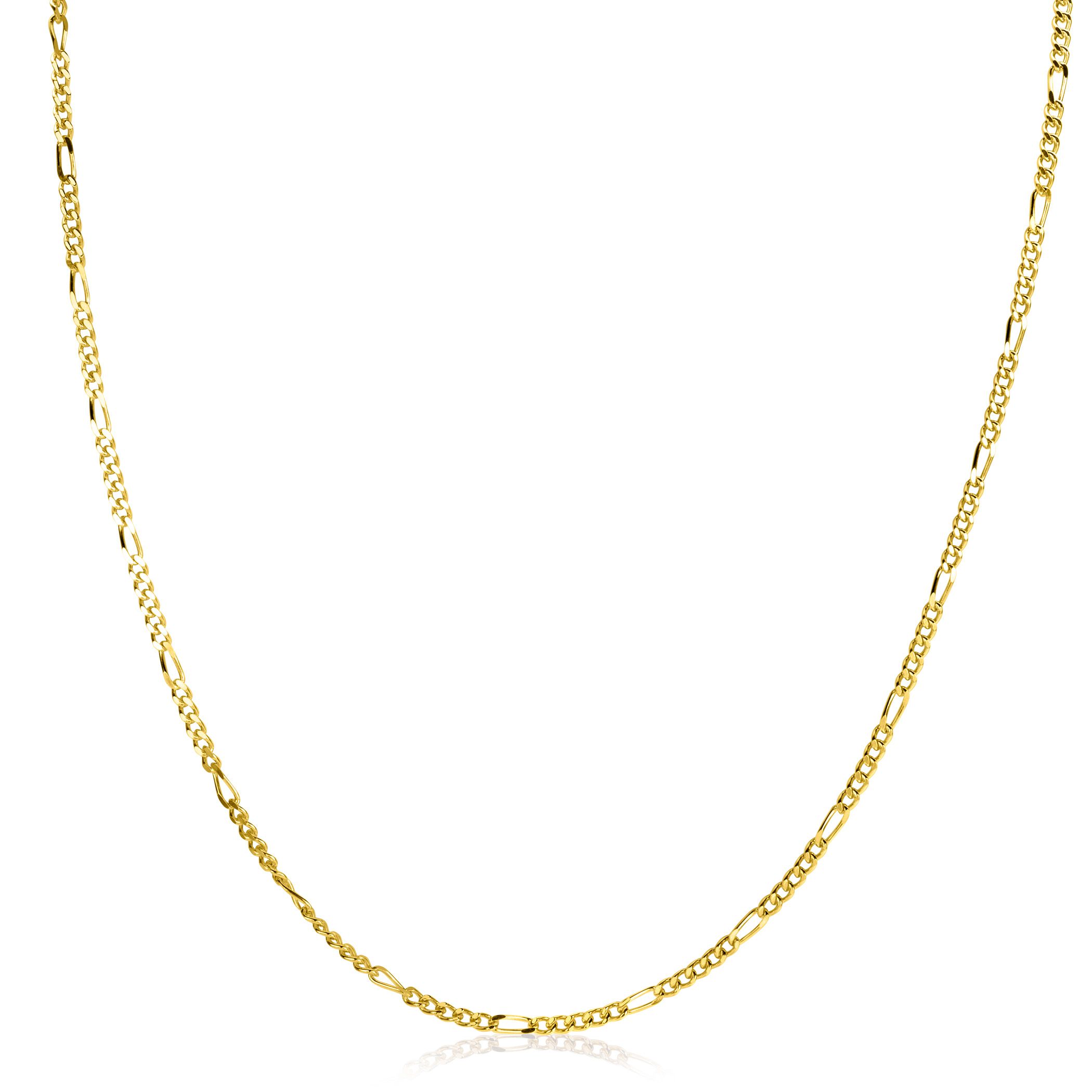 90cm ZINZI gold plated zilveren figaro ketting ZILC-F90G