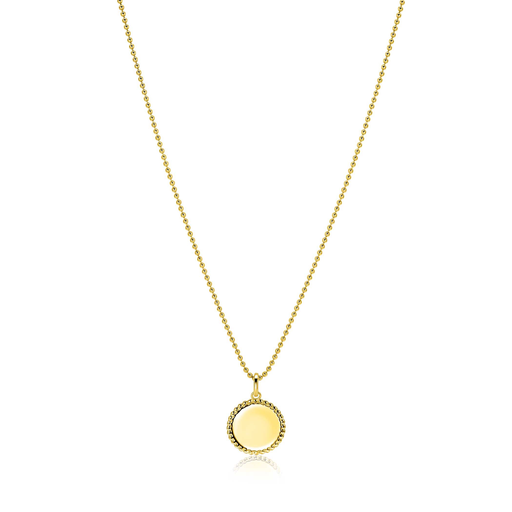 13.5mm ZINZI gold plated zilveren coin hanger met parelrand voor gravure ZIH2651G (zonder collier)