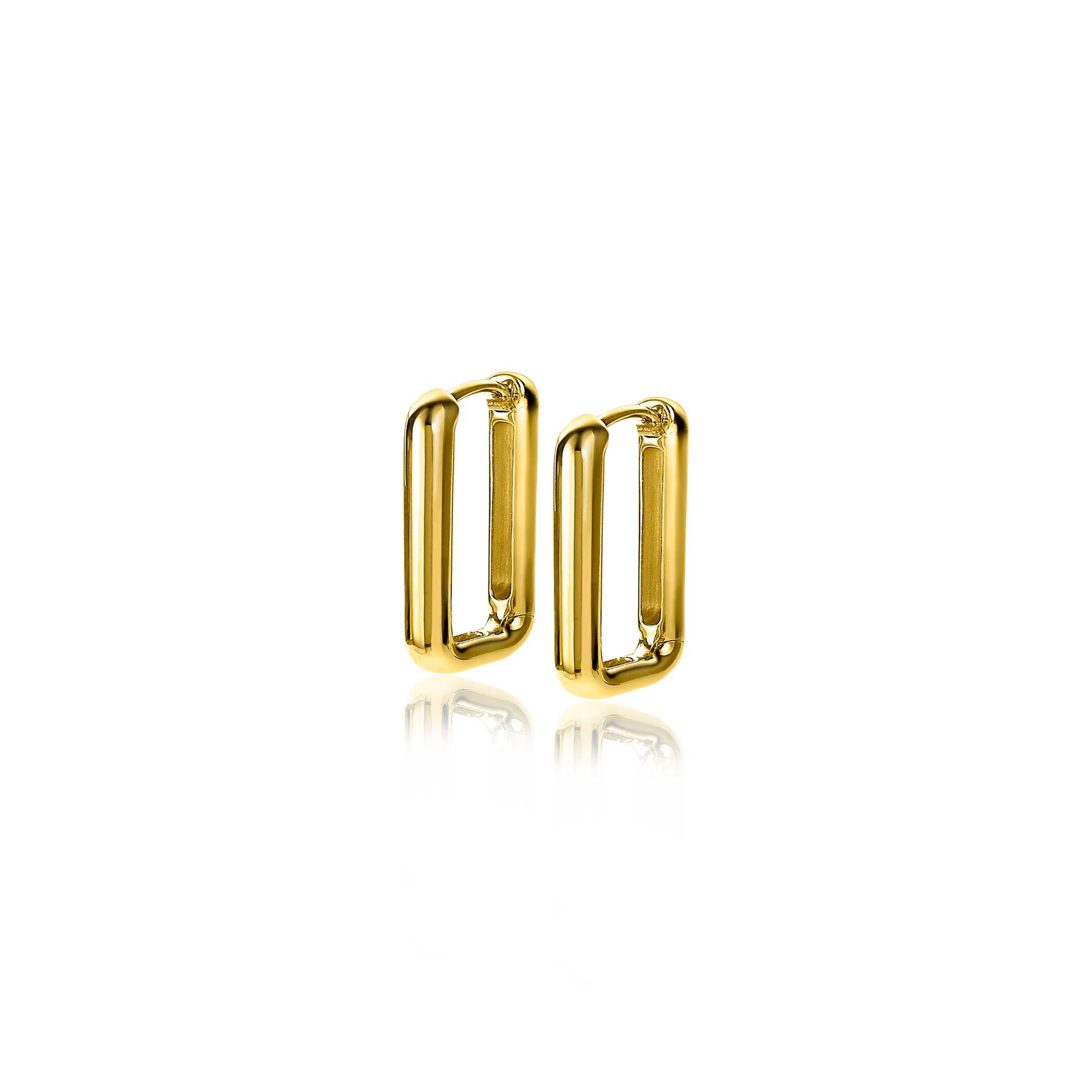 ZINZI zilveren luxe oorringen 14K geel verguld 15x2mm ovale vorm ZIO2221G