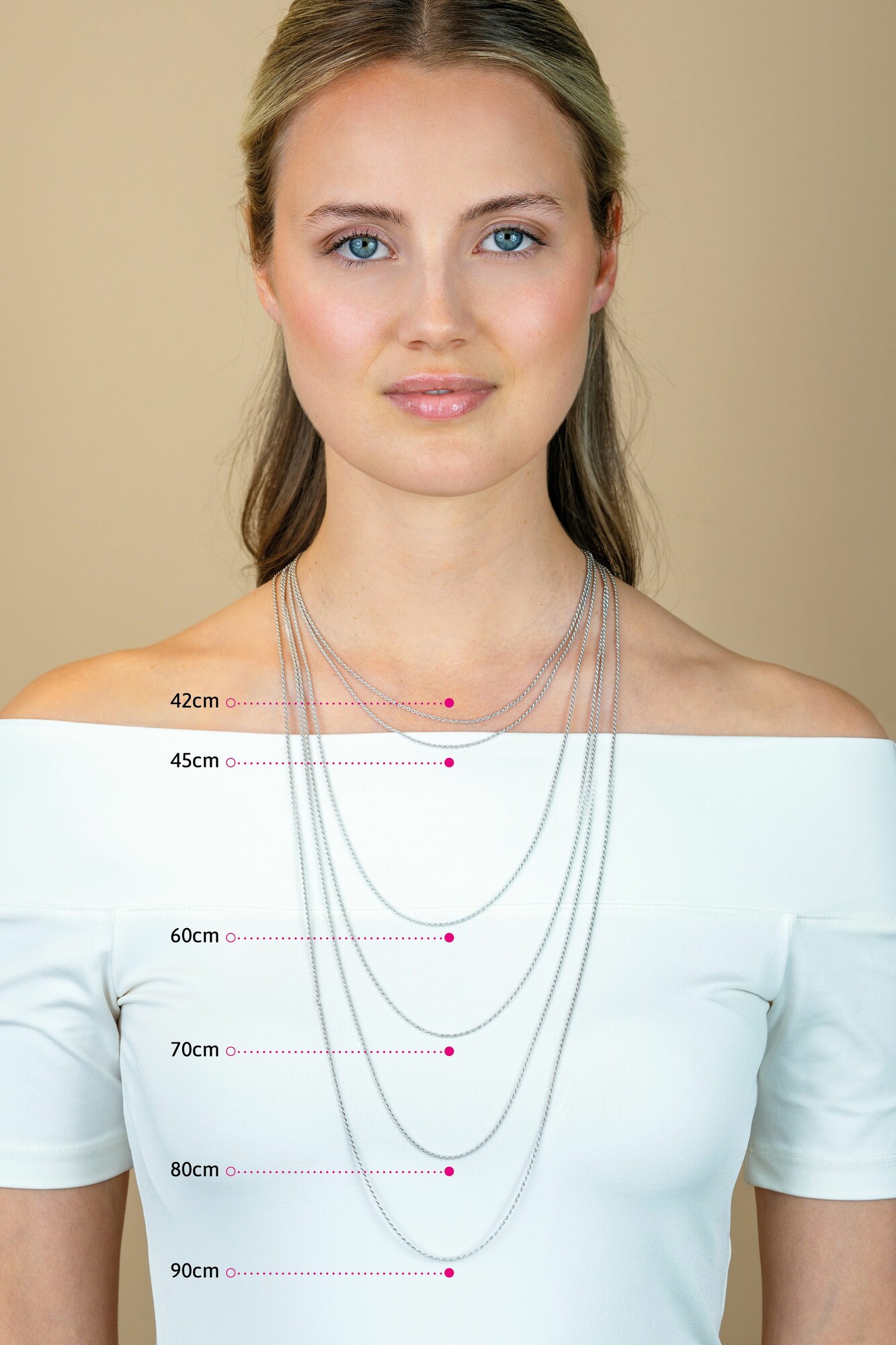 80cm ZINZI zilveren bolletjes ketting. 0,9mm breed ZILC-B80