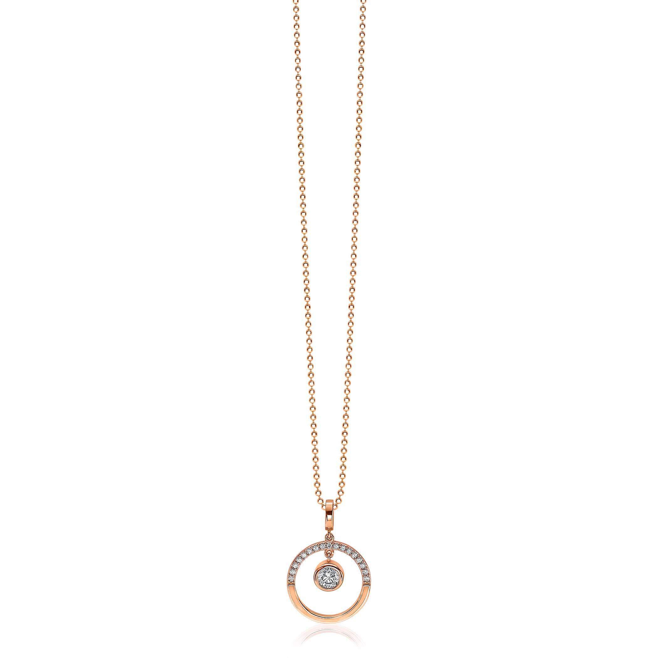 ZINZI zilveren hanger rosé verguld open rond wit 18mm ZIH1813R (zonder collier)