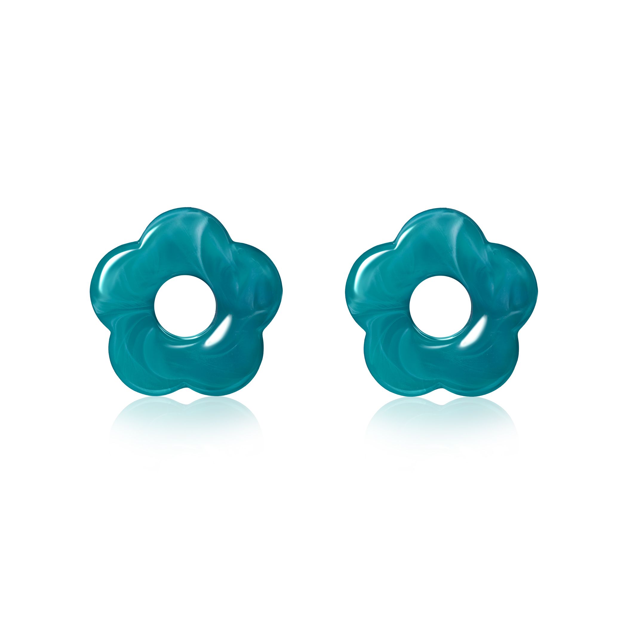 26mm oorbedels bloem turquoise kunststof ZICH2720T