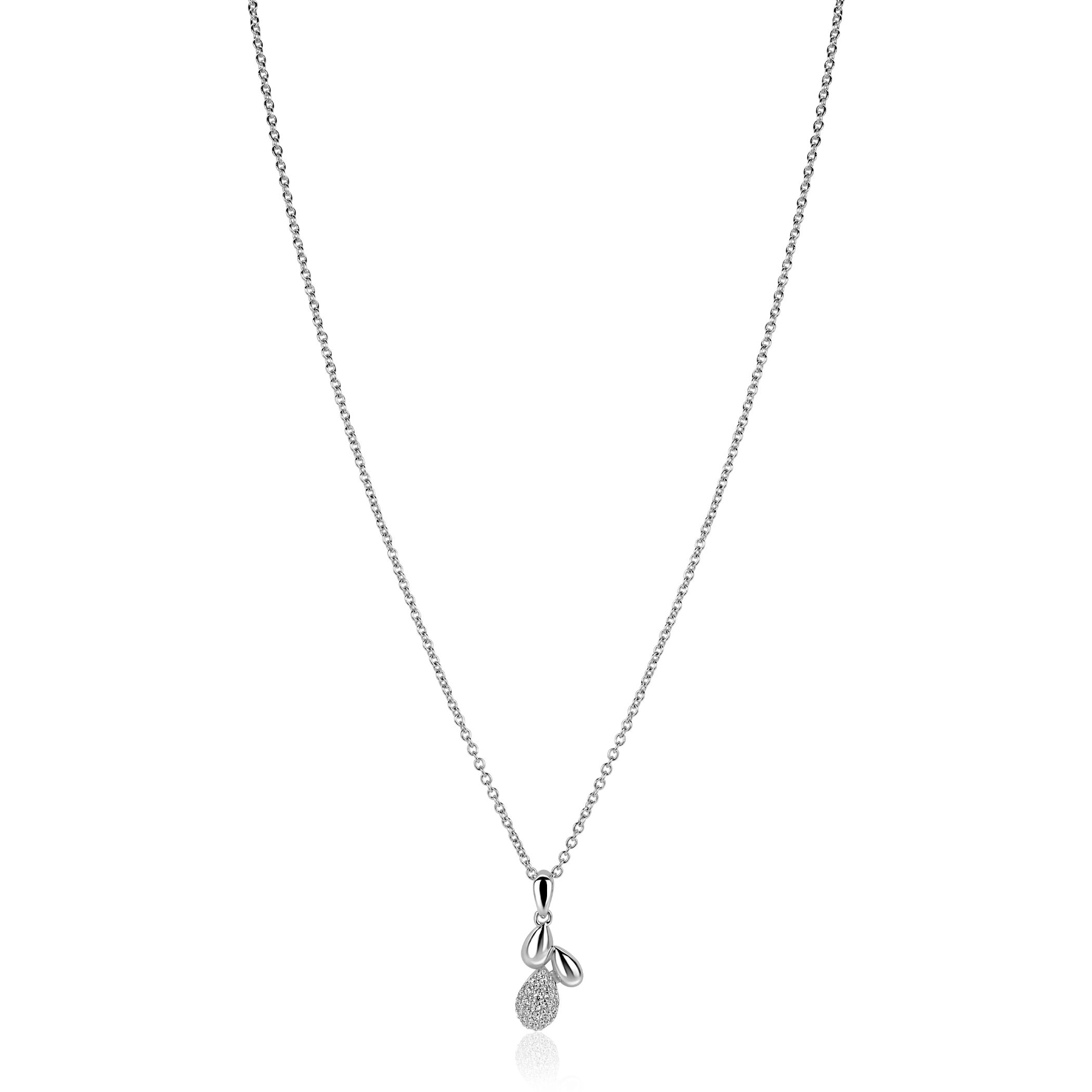 ZINZI zilveren ketting 42-45cm  met hanger met drie druppelvormen ZIC2746