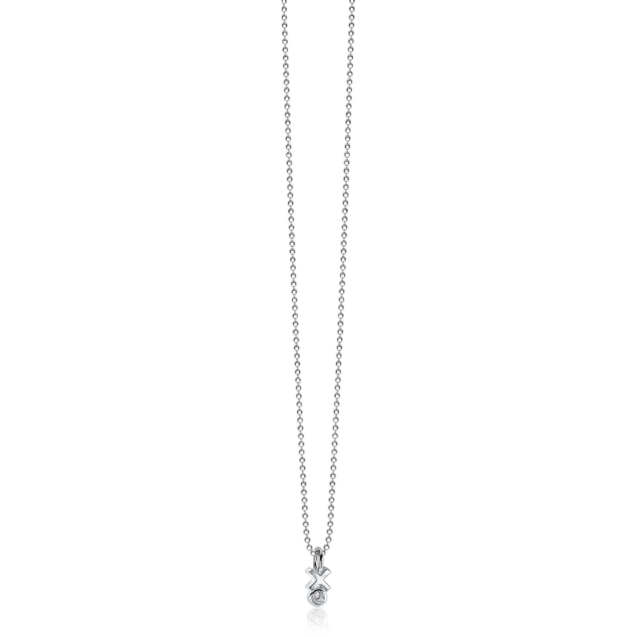 ZINZI zilveren hanger kruisje rond wit ZIH1821 (zonder collier)