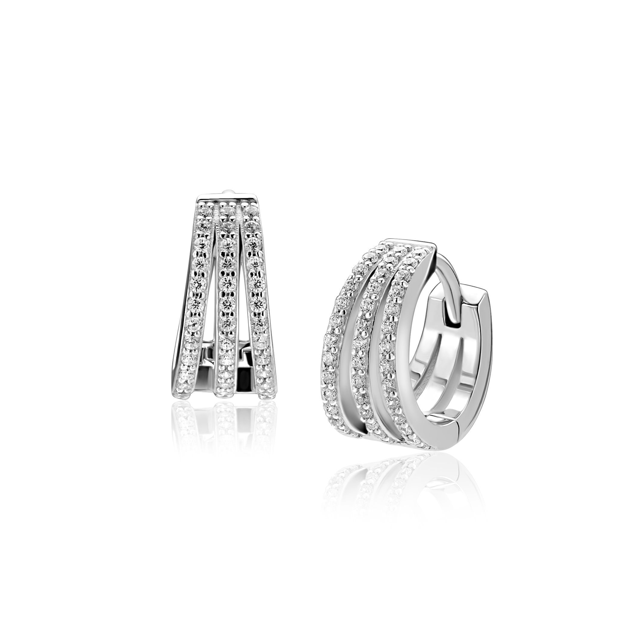 13mm ZINZI zilveren multi-look oorringen met luxe scharniersluiting 6mm breed ZIO2727