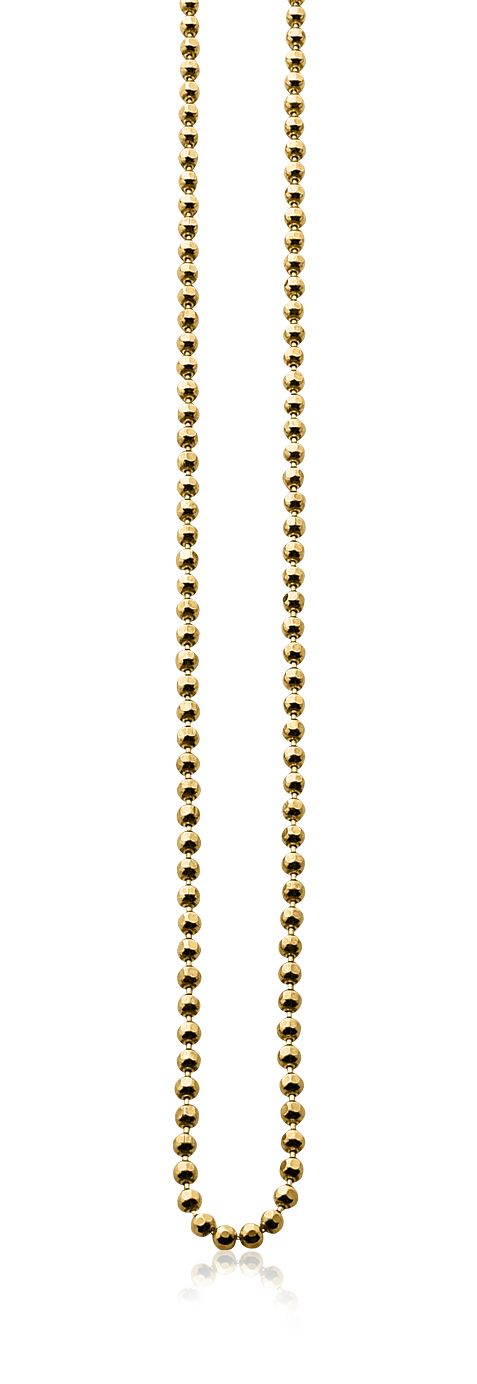 45cm ZINZI zilveren collier geel verguld bol 2mm ZI45BOLG