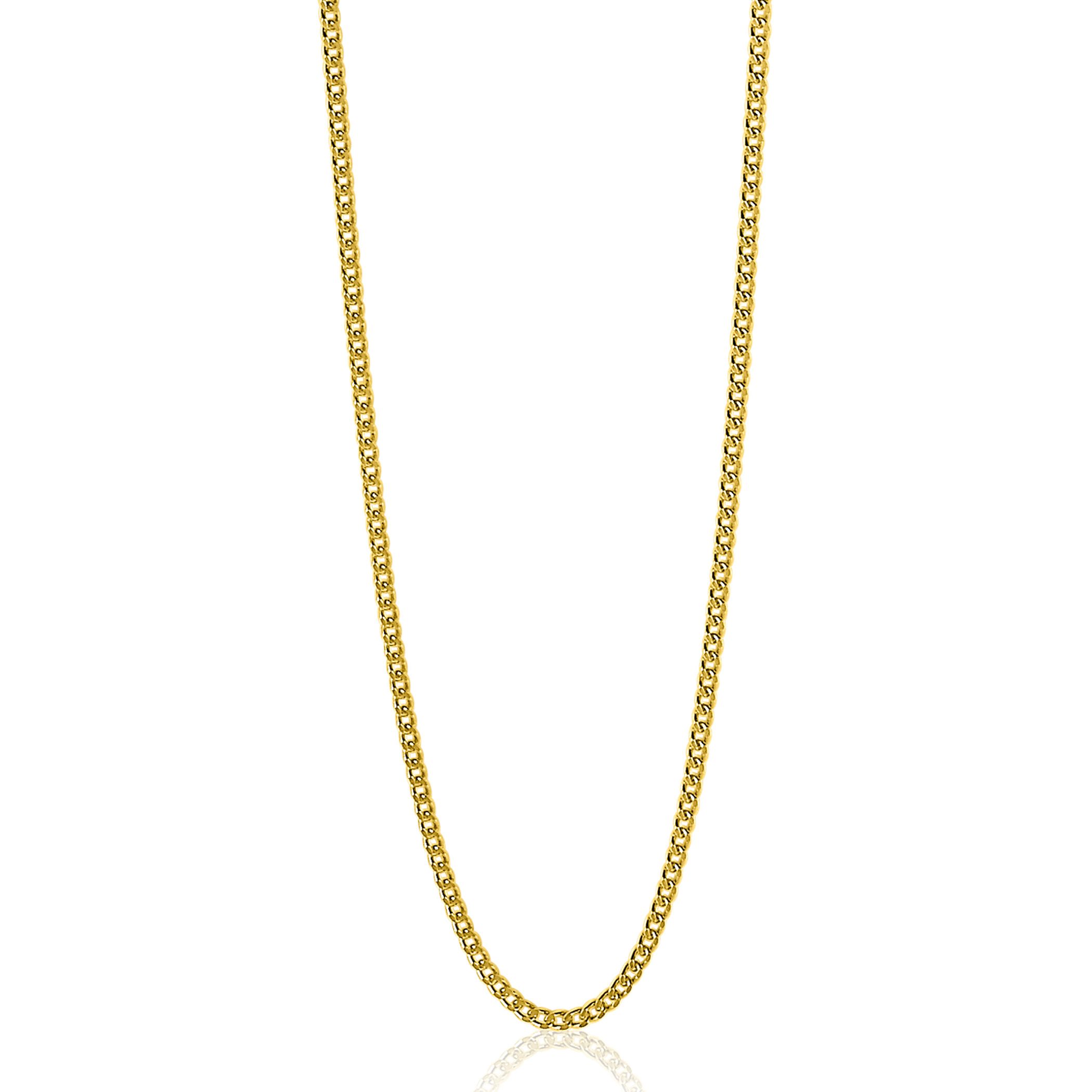 42cm ZINZI zilveren gourmet ketting gold plated. ZILC-G42G