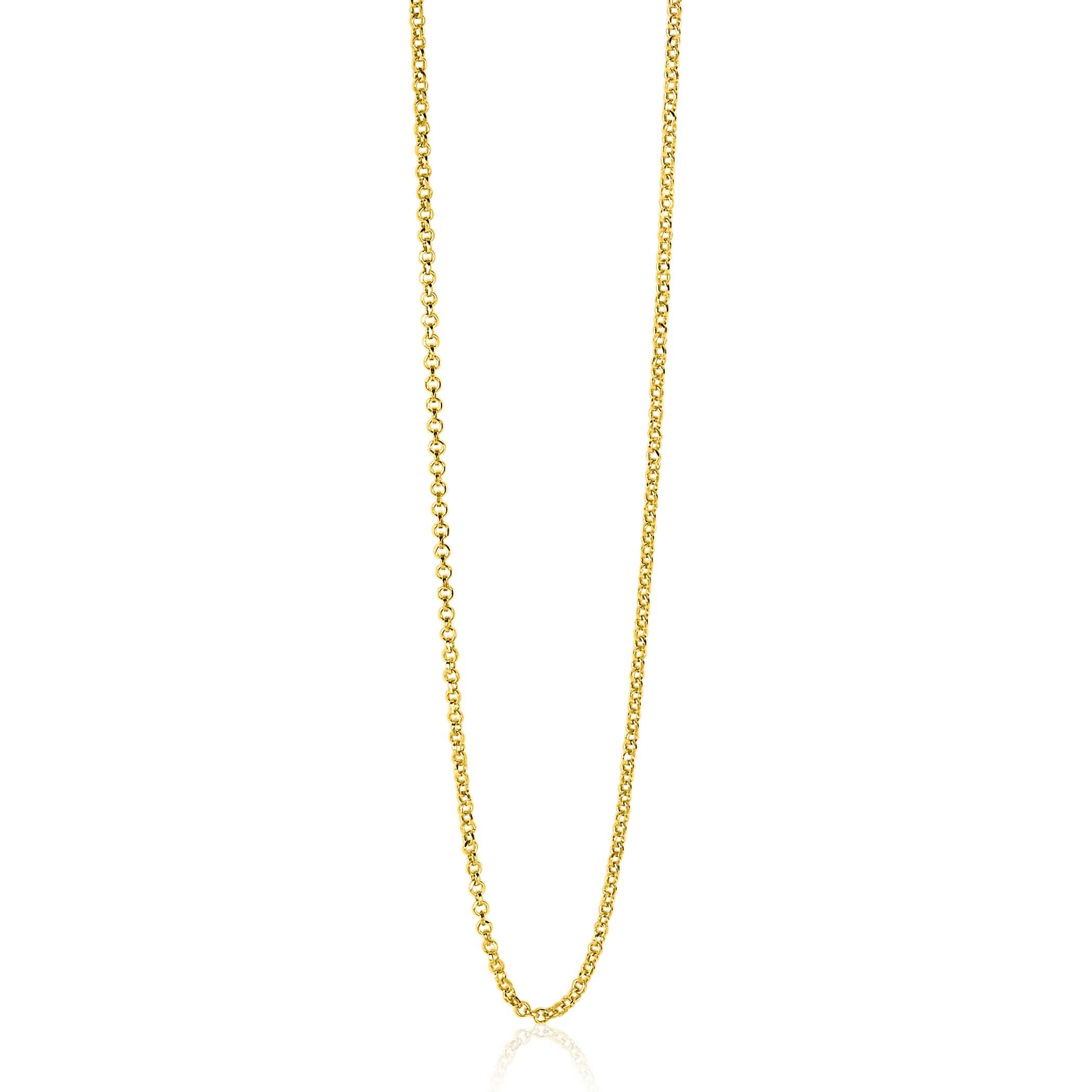 90cm ZINZI zilveren jasseron ketting geel verguld ZILC-J90G