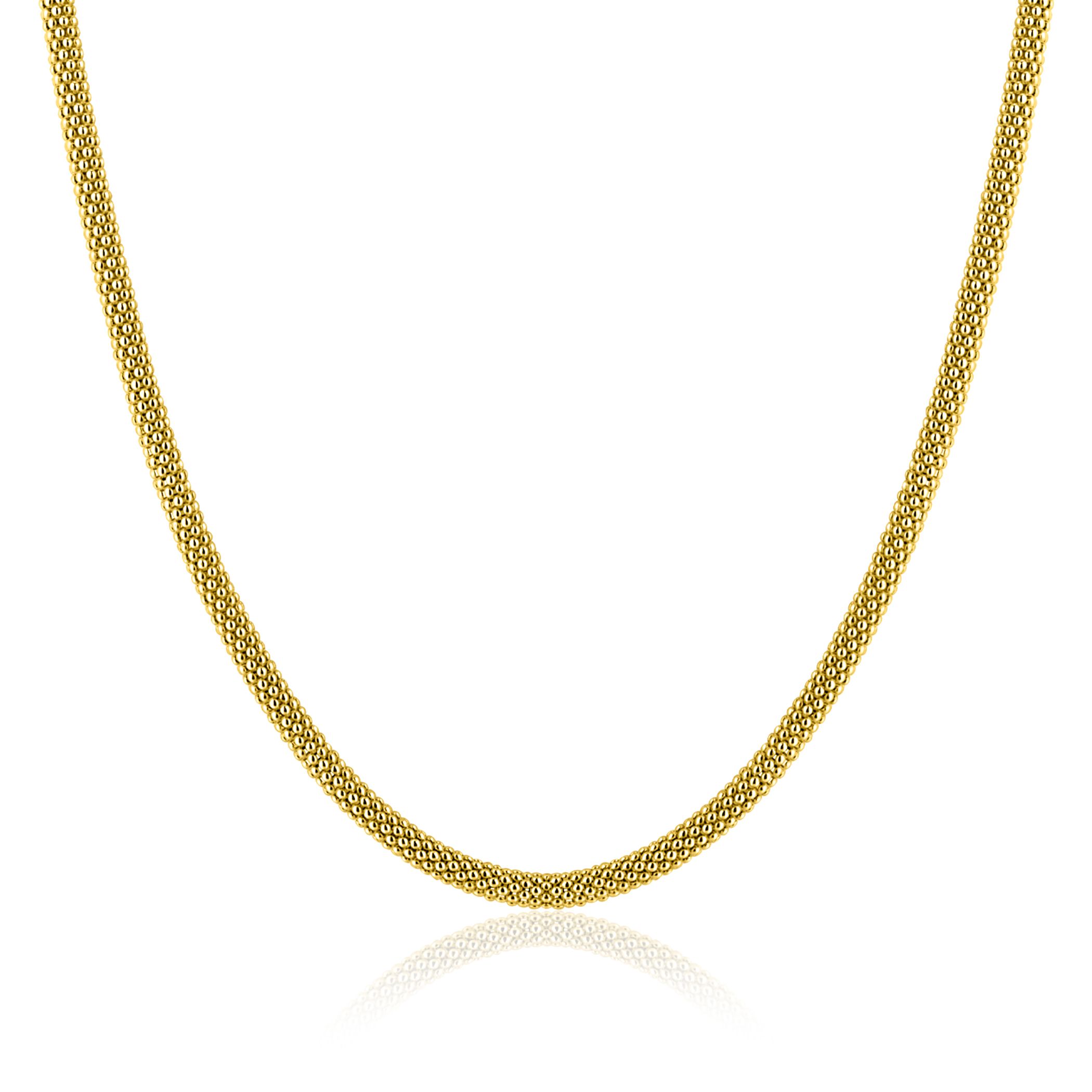 ZINZI gold plated zilveren popcorn ketting 3mm breed 42cm ZIC2765G