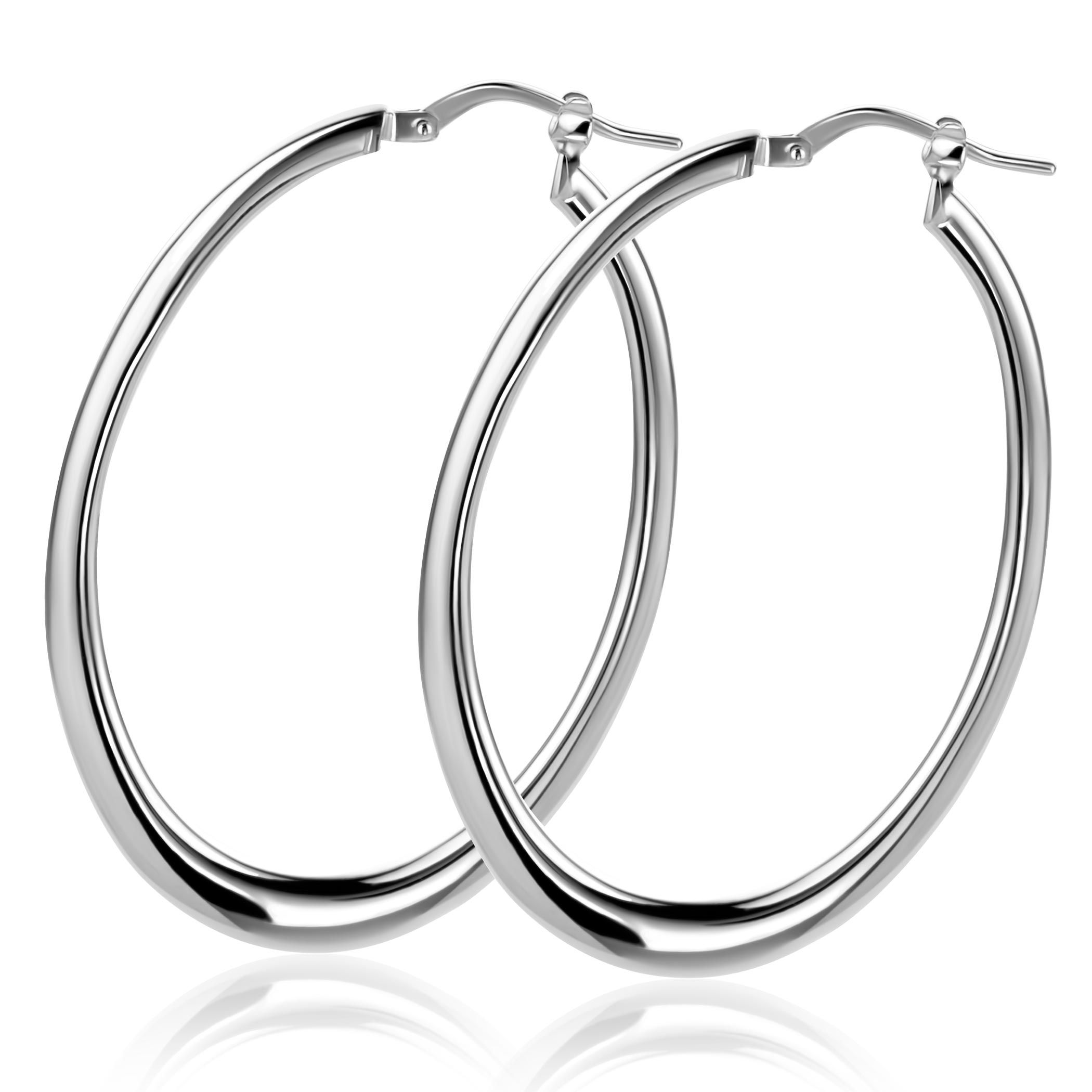 48mm ZINZI zilveren oorringen met organisch gevormde buis 2mm breed en handige bovensluiting ZIO2701