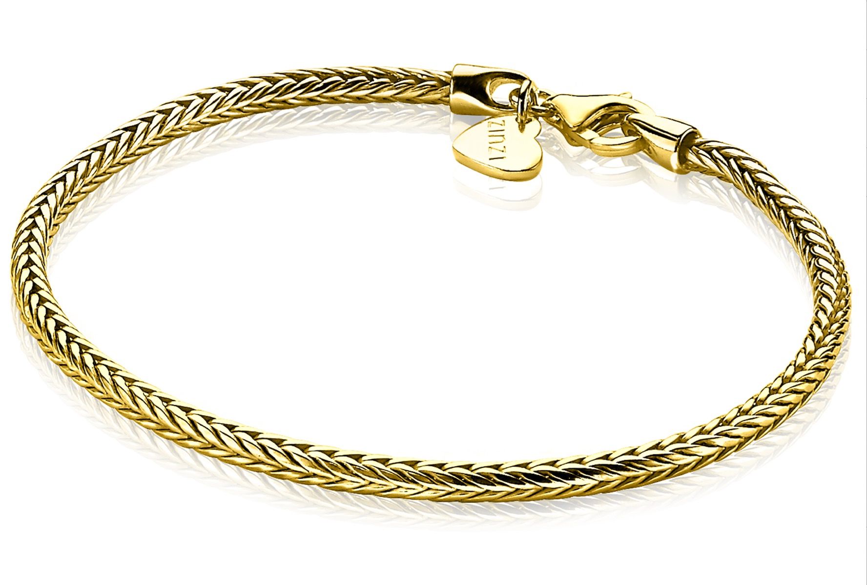 ZINZI zilveren schakelarmband geel verguld vossenstaart 2.5mm breed 19cm ZIA1287G