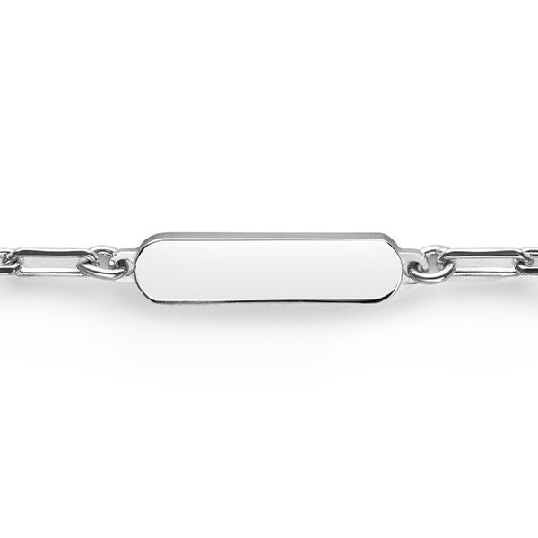 ZINZI zilveren armband met paperclip-schakels en glanzend rechthoekig plaatje om te graveren 16,5-19,5cm ZIA2530