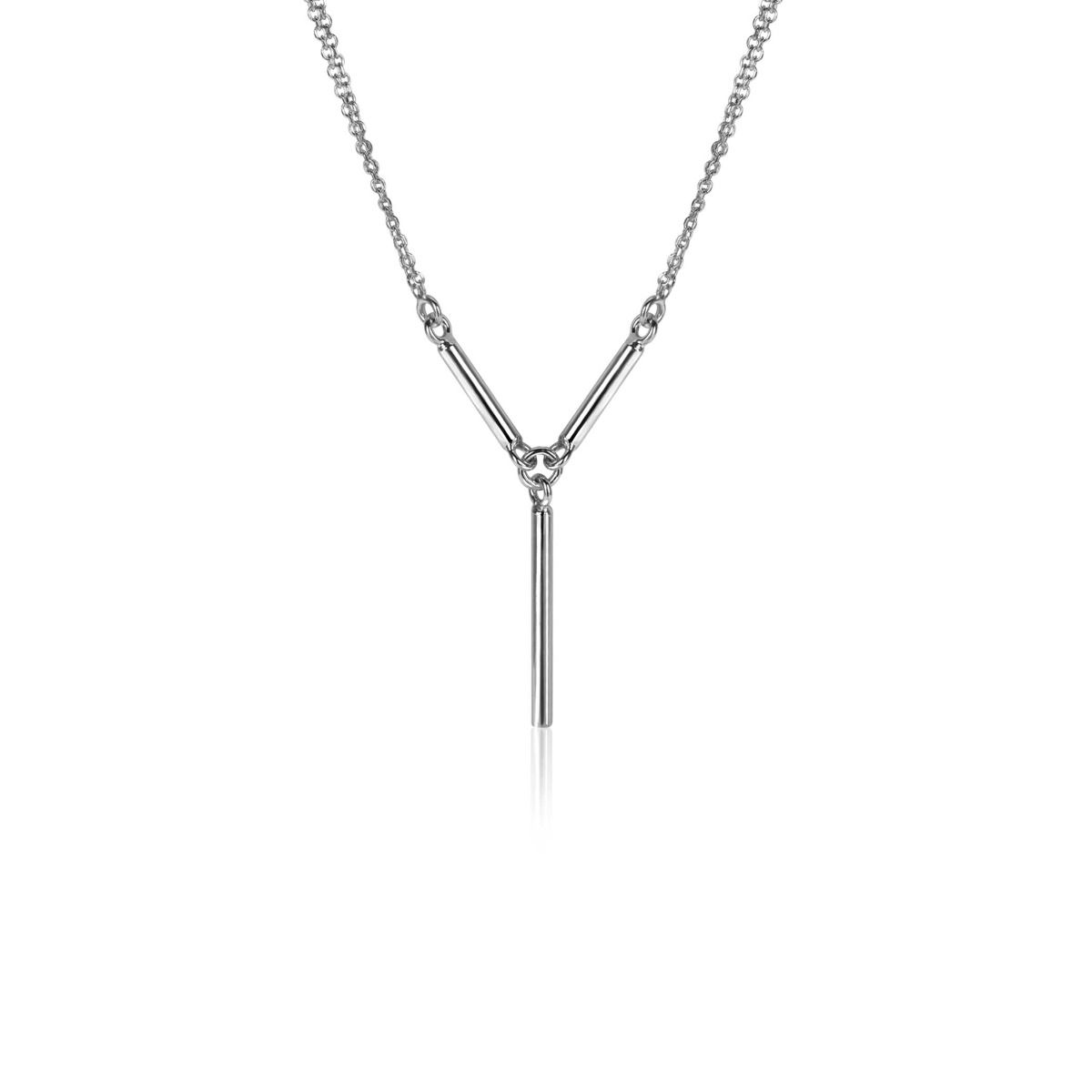 ZINZI multi-look Y-collier met dubbele jasseron schakel en drie glimmende staafjes 42-45cm ZIC-BF106