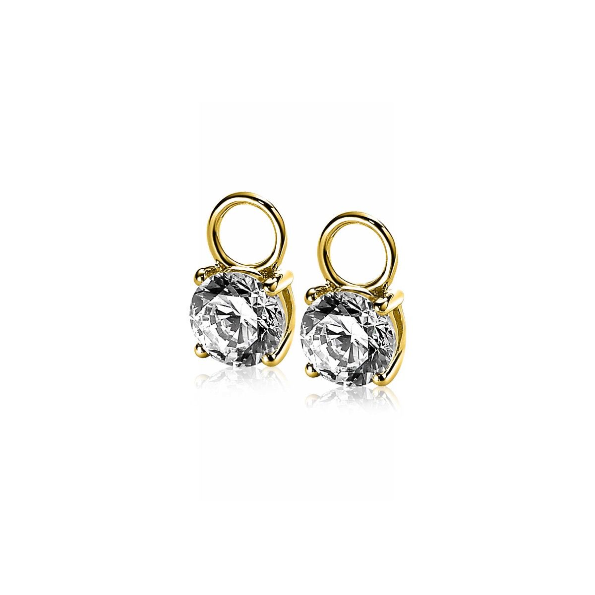 ZINZI gold plated zilveren oorbedels rond 6,5mm wit ZICH1300Y (excl. oorringen)