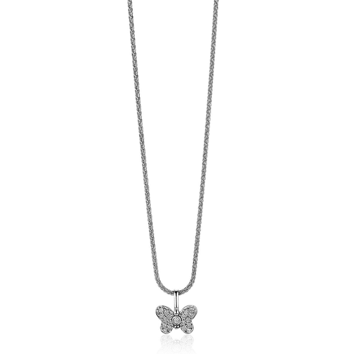 ZINZI zilveren hanger vlinder 11mm, vol bezet met witte zirconia's ZIH-BF48
