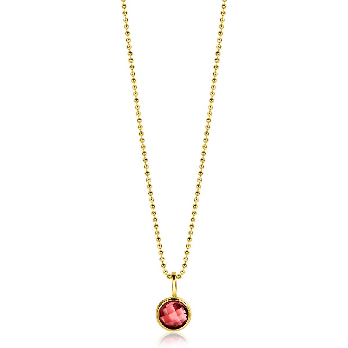 JANUARI hanger 8mm gold plated geboortesteen rood granaat zirconia (zonder collier)