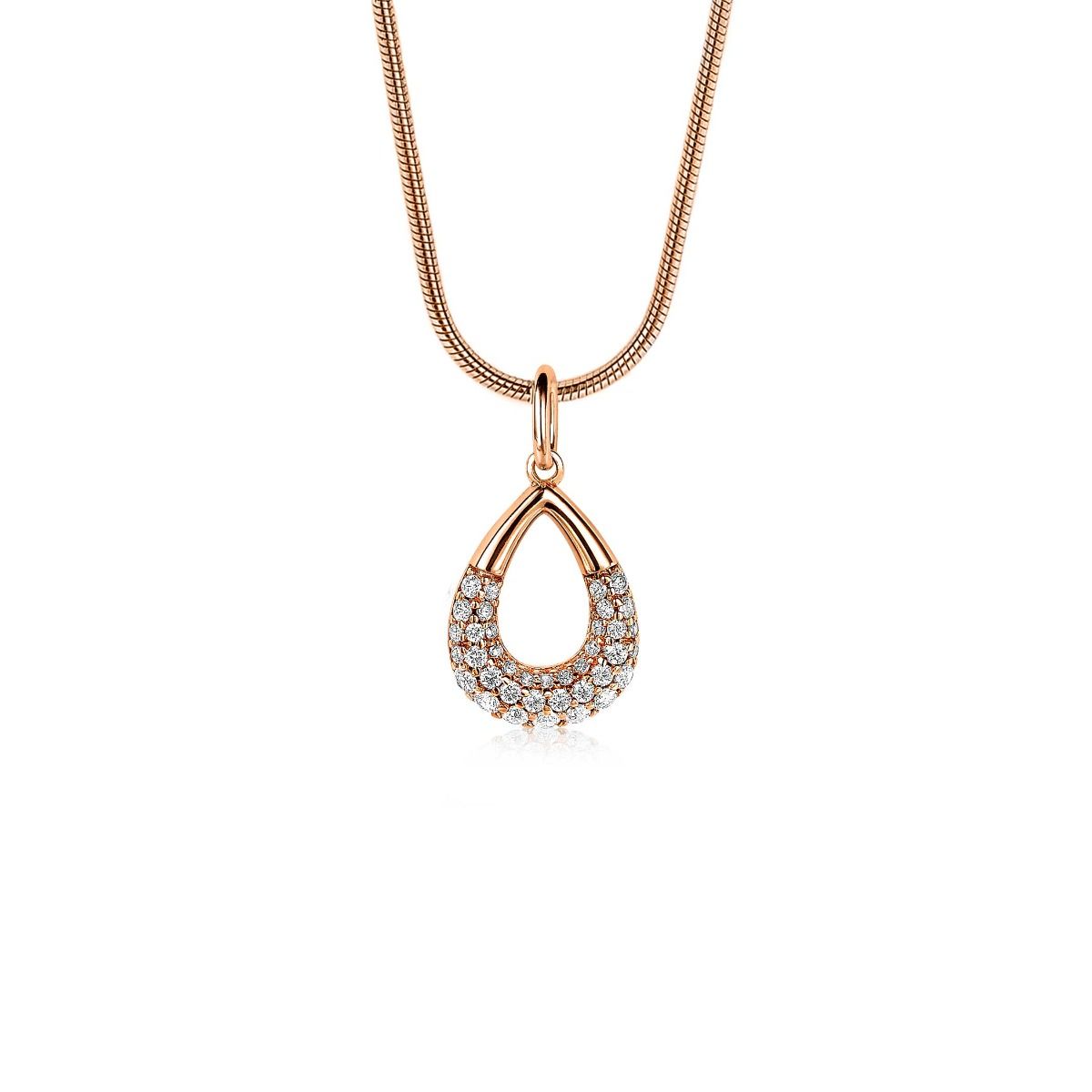 ZINZI zilveren hanger rosé verguld druppel wit ZIH1756R (zonder collier)