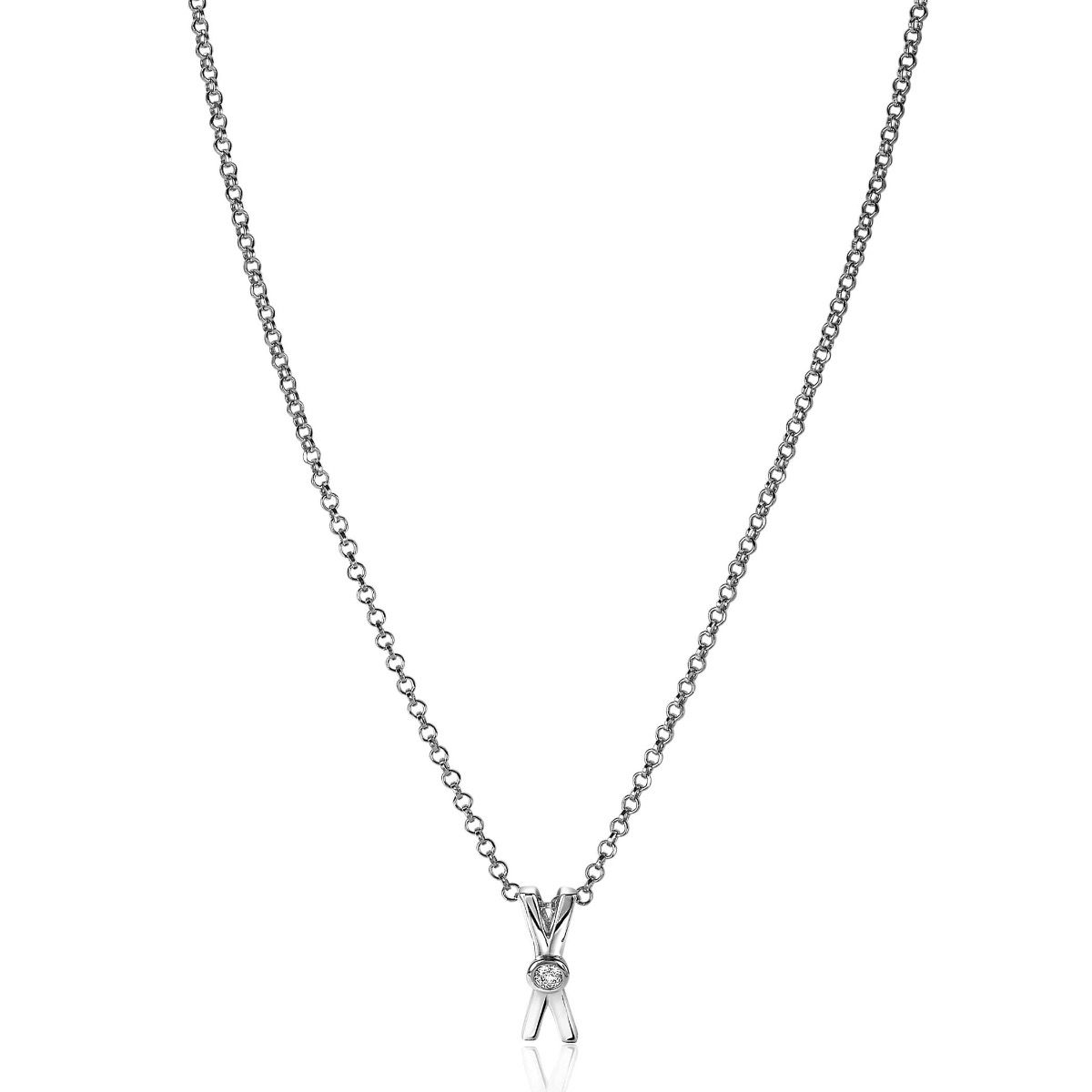 ZINZI zilveren hanger X-vorm witte zirconia ZIH2194