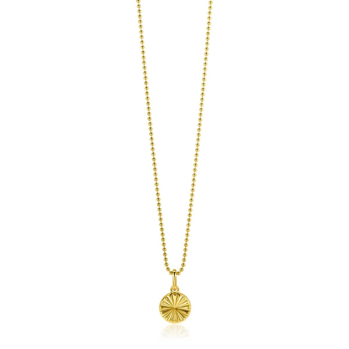 ZINZI gold plated zilveren hanger zonnestralen rond 10mm ZIH2296S (zonder collier)