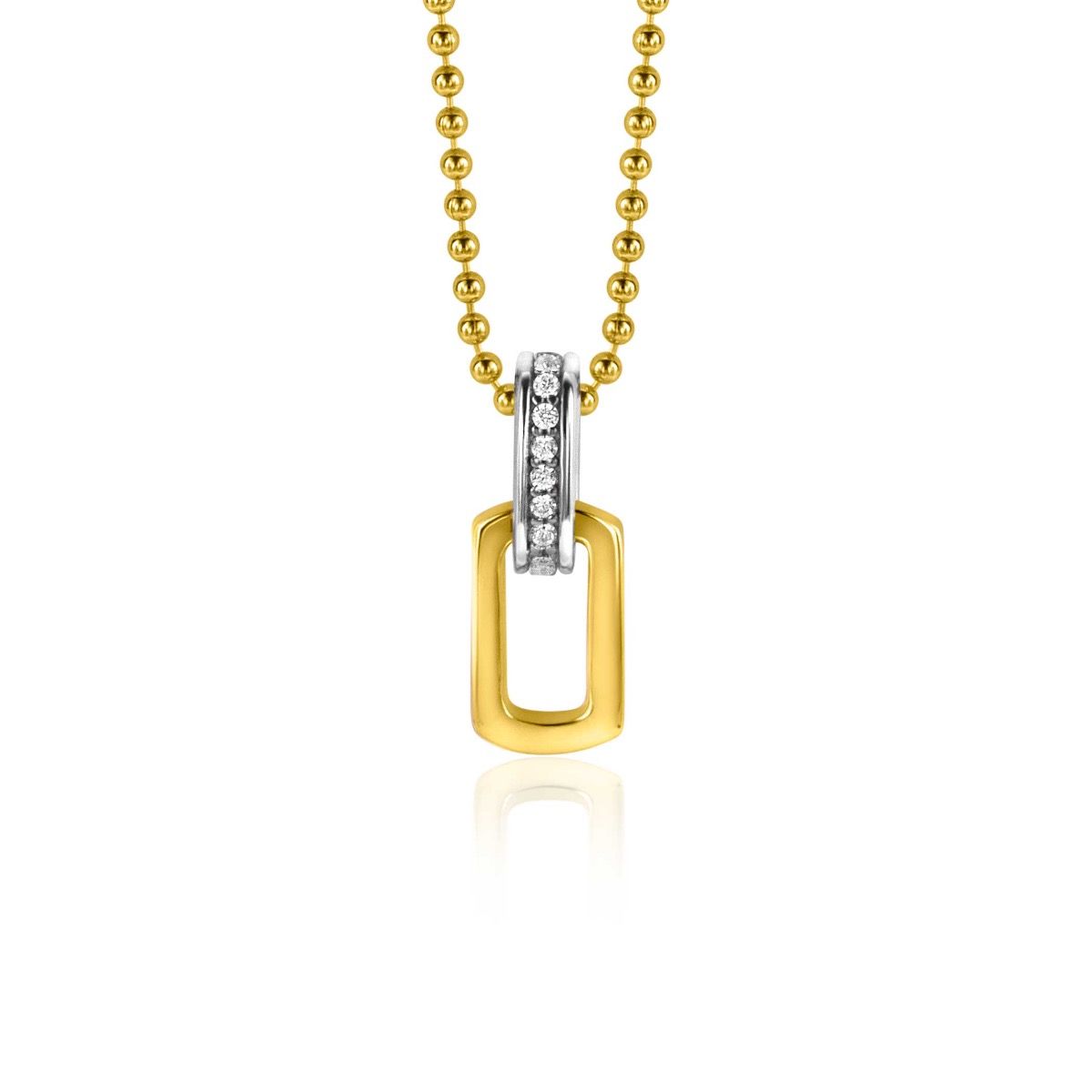 ZINZI gold plated zilveren ovale hanger 16mm met luxe hangoog bezet met witte zirconia's ZIH2297 (zonder collier)
