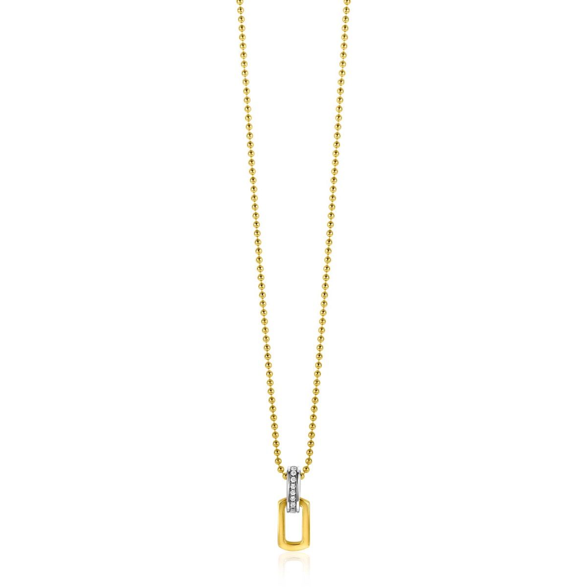ZINZI gold plated zilveren ovale hanger 16mm met luxe hangoog bezet met witte zirconia's ZIH2297 (zonder collier)