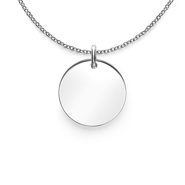 15mm ZINZI zilveren hanger glad rond plaatje voor gravure ZIH2345-15 (zonder collier)