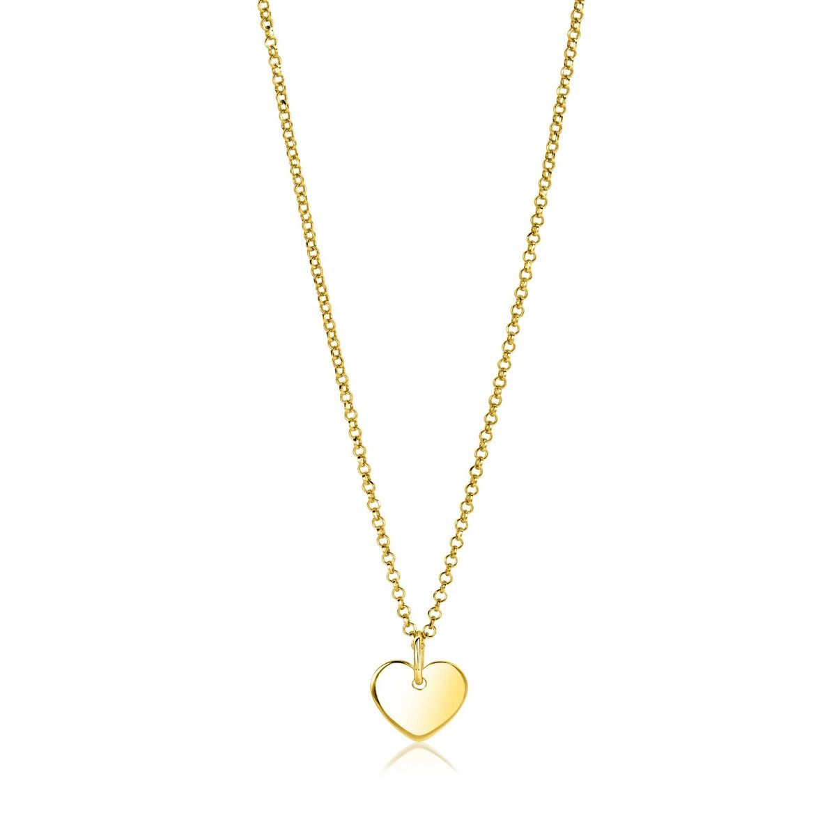 12mm ZINZI gold plated zilveren hanger glad hart voor gravure ZIH2346G12 (zonder collier)