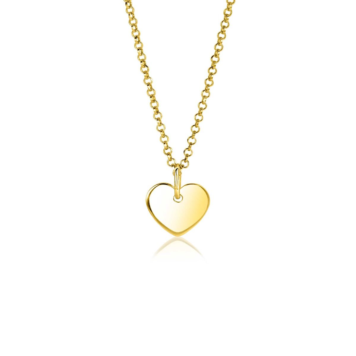 12mm ZINZI gold plated zilveren hanger glad hart voor gravure ZIH2346G12 (zonder collier)