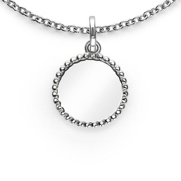 12mm ZINZI zilveren coin hanger met parelrand voor gravure ZIH2650 (zonder collier)