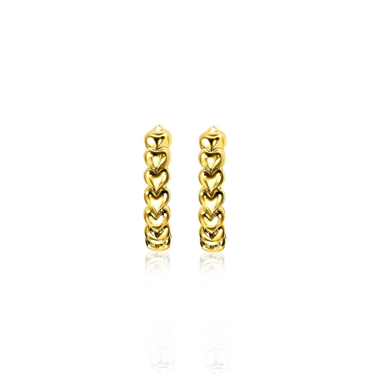 ZINZI zilveren oorringen 15x3mm 14K geel verguld met hartjes ZIO1798G
