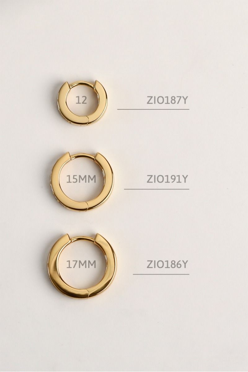 Zinzi zilveren oorringen 14K geel verguld 17 x 3mm witte zirconia's ZIO186Y
