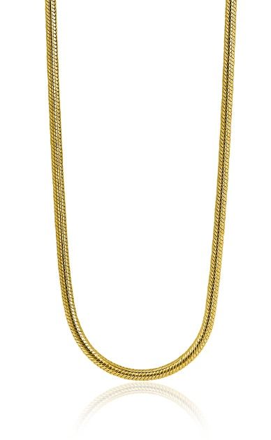 45cm Zinzi goldplated zilveren slangen collier 1,5mm breed ZISL15-45G