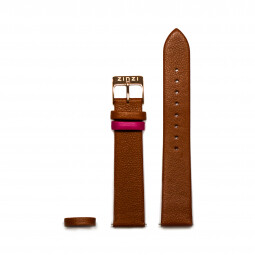 ZINZI Retro leren horlogeband cognac bruin roségoudkleurige stalen sluiting 18mm RETBAND6