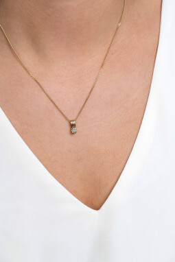 ZINZI Gold 14 karaat gouden strakke bicolor hanger 11mm met 1 diamant totaal 0,20crt ZGH54
