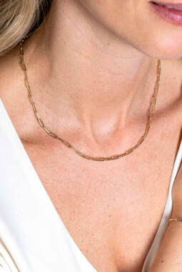 ZINZI Gold 14 karaat gouden collier 45cm met paperclip schakels 1,6mm breed ZGC298