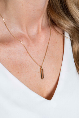 ZINZI Gold 14 krt gouden hanger 26mm met lange trendy paperclip-schakel ZGH358