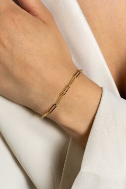 ZINZI Gold 14 krt gouden armband met trendy paperclip/closed for ever schakels 3mm breed, lengte 19cm ZGA386