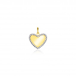 10mm ZINZI Gold 14 krt gouden hanger met glanzend hartje van 10mm en met chique witgouden parelrand ZGH364-10